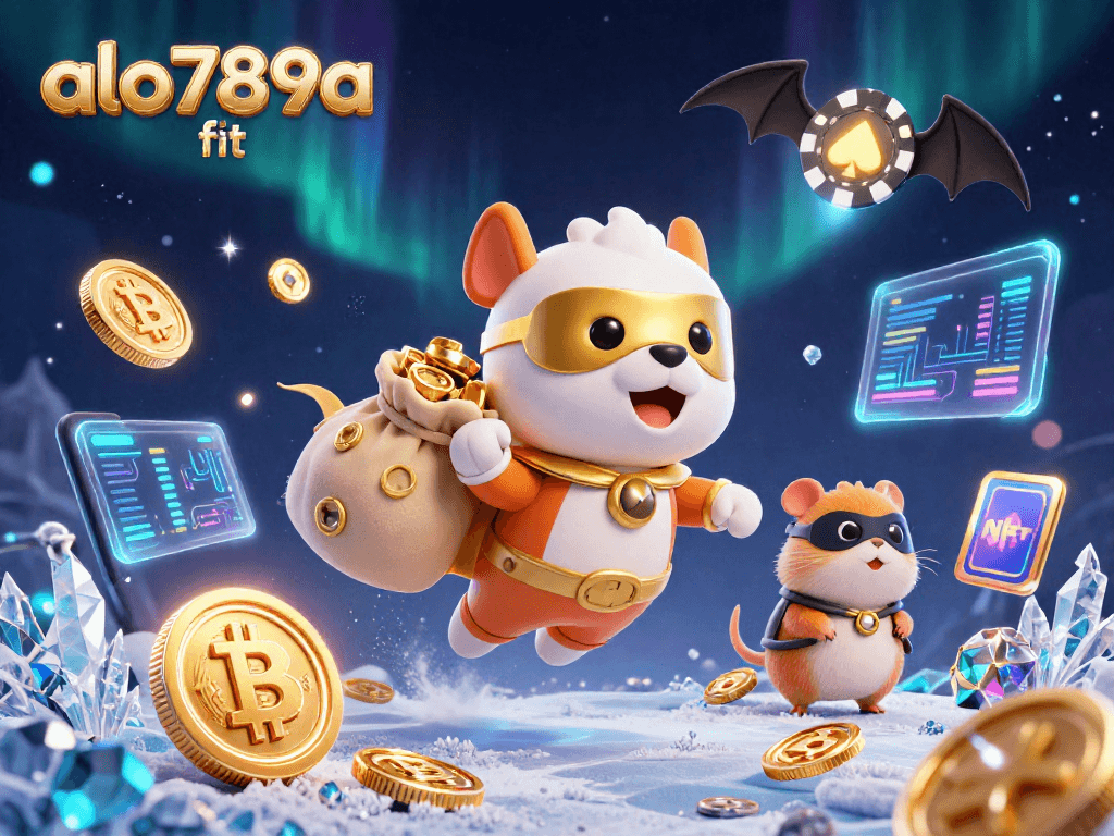 Experience gaming excitement with alo789a fit, featuring a superhero dog and hamster flying amidst vibrant casino elements.